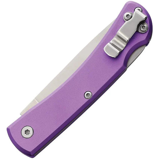 Bear And Son Small Farmhand Lockback Knife Satin Blade Purple Aluminum Handle EDC Ready by Bear & Son