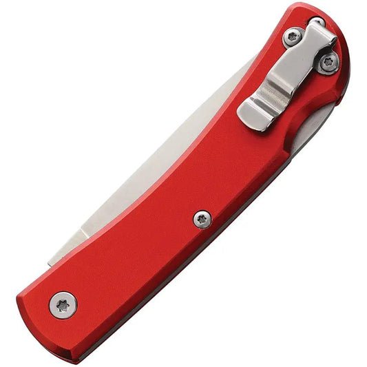 Bear And Son Small Farmhand Lockback Knife Satin Blade 2.63in Red Aluminum Handle For Outdoor Enthusiasts EDC by Bear & Son