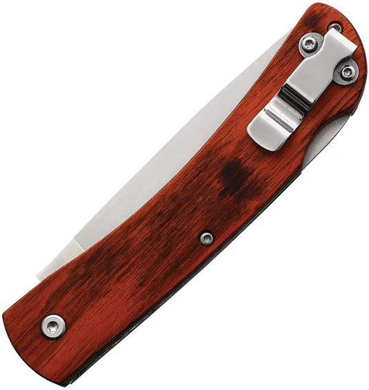 Bear And Son Lockback Rosewood Knife For EDC Enthusiasts 4.5 Inch Closed Satin Blade Pocket Clip Reliable by Bear & Son