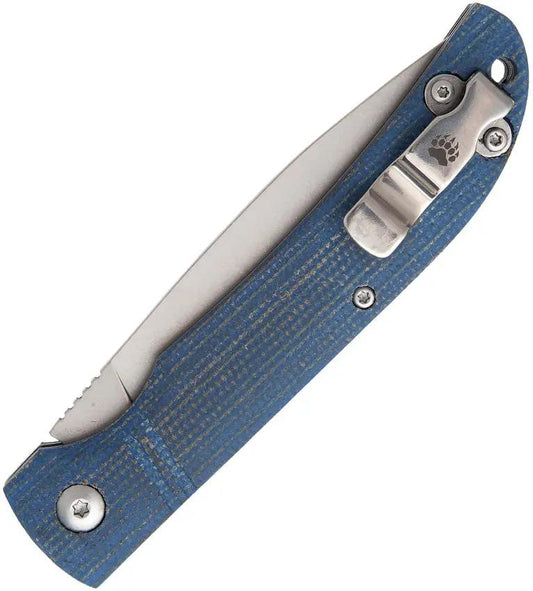 Bear And Son Slip Joint Knife For EDC Enthusiasts Premium Blue Jean Micarta Handle And Pocket Clip by Bear & Son