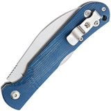 Bear And Son Lockback Knife Blue Jean Micarta Handle Satin Wharncliffe Blade For EDC by Bear & Son