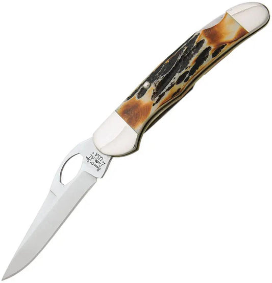 Bear And Son Premium Cowhand Lockback Knife 5150L Satin Blade With India Stag Bone Handle For EDC by Bear & Son