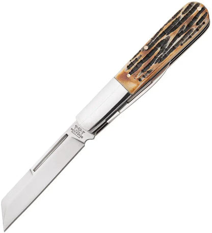 Bear And Son Large Barlow Knife With India Stag Bone Handle Two Blade 4 Inch Closed Satin 440 Blades For Collectors by Bear & Son
