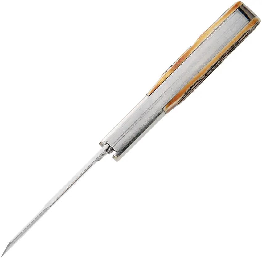 Bear And Son Large Barlow Knife With India Stag Bone Handle Two Blade 4 Inch Closed Satin 440 Blades For Collectors by Bear & Son