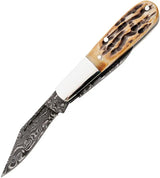 Bear And Son Baby Barlow Premium Damascus Pocket Knife With India Stag Bone Handle For Collectors by Bear & Son