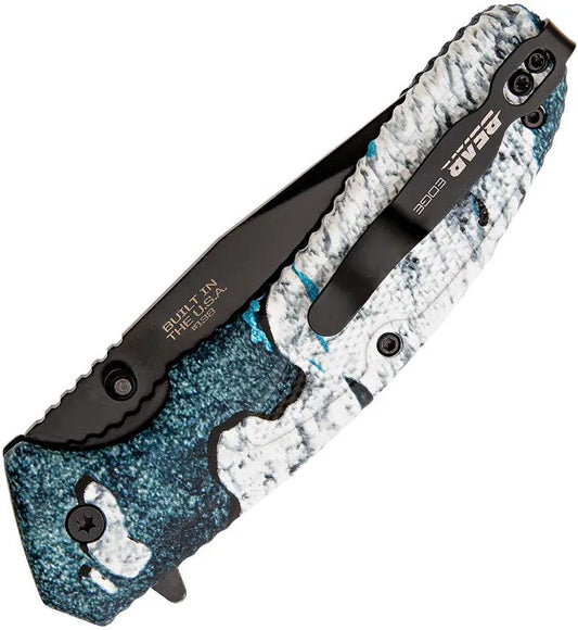 Bear And Son Brisk Linerlock One Handed Assisted Opening Knife 3.5in Blade Timber Rift Zytel For Outdoor EDC by Bear & Son
