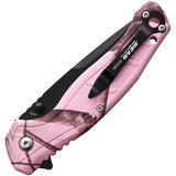Bear And Son Brisk 2.0 Linerlock Knife With Realtree Edge Pink Soft Touch Handle 3.5in Black Blade For Hunters And EDC by Bear & Son
