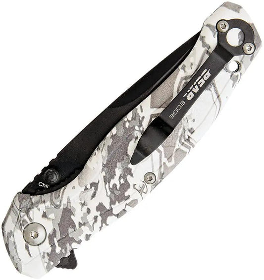 Bear Edge Brisk 2.0 Sideliner Assisted Opening Knife For EDC With 3.13 Inch Black 440 Stainless Blade And White Viper Zytel Handle by Bear Edge