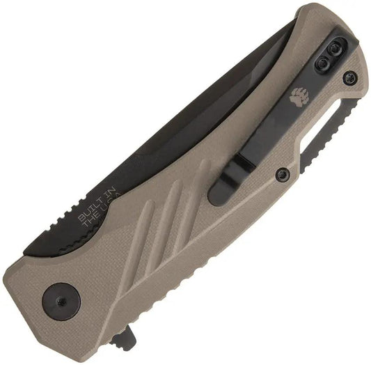 Bear And Son EDC Knife Linerlock Assisted Opening Tan G10 Handle 440 Stainless Tanto Blade For Everyday Carry by Bear & Son