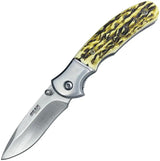 Bear And Son Edge Gift Set Two Knife Collection For Collectors Delrin Stag Handles Satin Blades Gift Tin by Bear & Son
