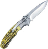 Bear And Son Edge Gift Set Two Knife Collection For Collectors Delrin Stag Handles Satin Blades Gift Tin by Bear & Son