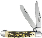Bear And Son Edge Gift Set Two Knife Collection For Collectors Delrin Stag Handles Satin Blades Gift Tin by Bear & Son