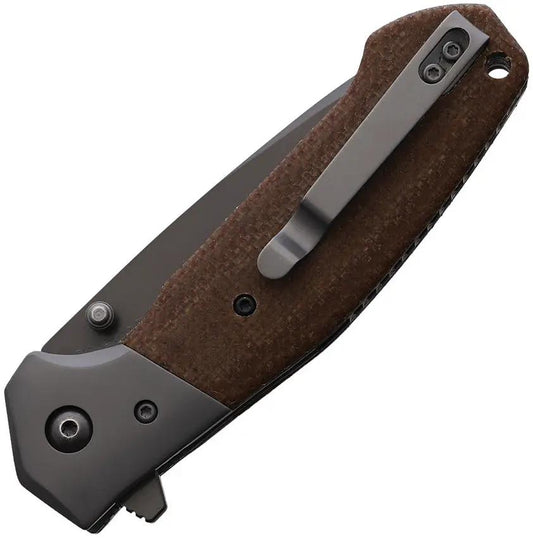 BlackJack Linerlock Knife Brown Micarta Handle Gray Titanium S35VN Blade Extended Tang For EDC Enthusiasts by BlackJack