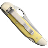 Bear And Son Lockback Knife With Yellow Delrin Handle Satin 3.25in Blade 4.25in Closed For EDC Enthusiasts by Bear & Son