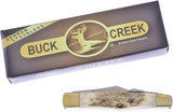 Buckcreek International Whittler Deer Stag Handle 3.5 Inch Closed Satin Stainless Blades Boxed Collectors by Buckcreek International