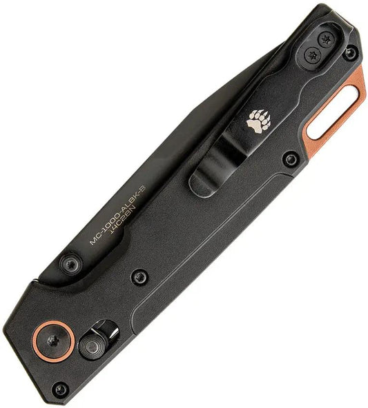 Bear And Son Nekama I Slide Lock Knife 14C28N Tanto With Black Aluminum Handle For EDC Enthusiasts by Bear & Son