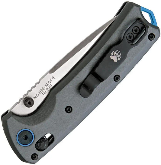 Bear And Son Nekama II Slide Lock Knife For EDC Enthusiasts Premium Satin 3.25in Drop Point Blade Gray Aluminum by Bear & Son