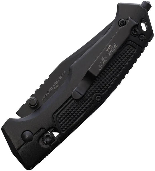 Bear And Son Rancor IV Slide Lock Knife EDC 3.25 Inch Blade Rugged Black Aluminum Handle Glass Breaker by Bear & Son