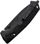 Bear And Son Slide Lock Knife Partially Serrated Tanto With 3 Inch Blade Glass Breaker Black Aluminum Handle For EDC by Bear & Son