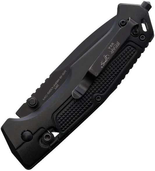Bear And Son Slide Lock Knife Partially Serrated Tanto With 3 Inch Blade Glass Breaker Black Aluminum Handle For EDC by Bear & Son
