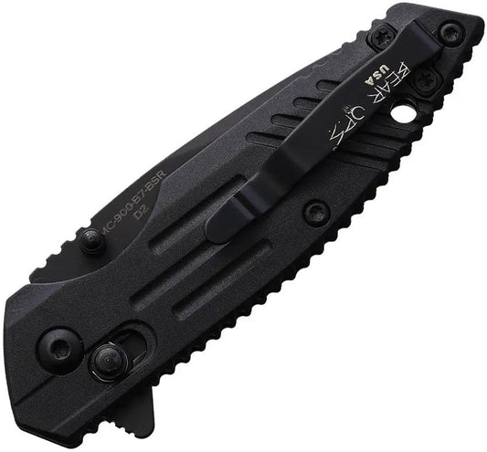 Bear And Son Slide Lock Knife Compact With Black Zytel Handle Two Point Five Inch Partially Serrated Blade For EDC by Bear & Son