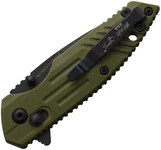 Bear And Son Slide Lock Knife OD Green Zytel Handle Compact 2.5in Serrated Blade For EDC Enthusiasts by Bear & Son