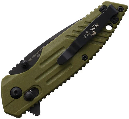 Bear And Son Slide Lock Knife D2 Blade OD Zytel Handle Partially Serrated For EDC Enthusiasts by Bear & Son