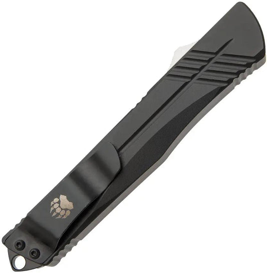 Bear And Son Auto Double Clutch OTF Knife For EDC Enthusiasts With Satin D2 Blade And Black Aluminum Handle by Bear & Son
