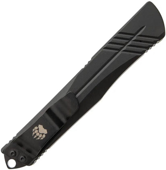Bear And Son Auto Double Clutch OTF Knife 3.5 Inch D2 Satin Tanto One Handed EDC Black Aluminum by Bear & Son
