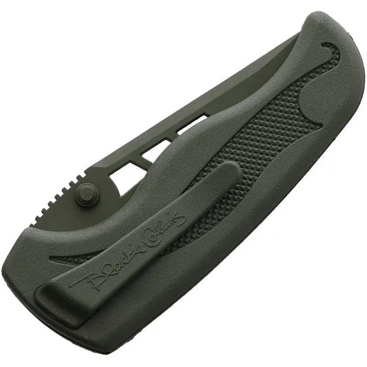 Blackie Collins ButtonLock Assisted Opening Knife 3 Inch Blade BCPG OD Green Polymer Lightweight EDC by Blackie Collins