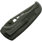 Blackie Collins ButtonLock Assisted Opening Knife 4In Closed For EDC Enthusiasts Partially Serrated 3In Blade OD Green by Blackie Collins