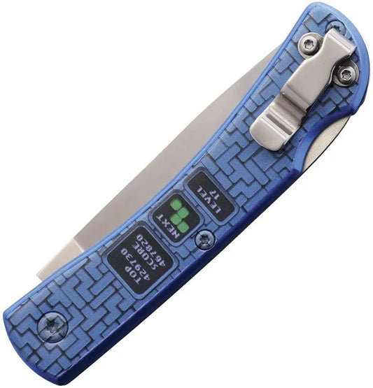 Bear And Son Farmhand Lockback Gamer Knife Satin Blade Blue Aluminum Handle For Collectors by Bear & Son