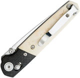 Bear & Son Lawman Slidelock Knife WSB22 With D2 Blade And White Bone Handle Carbon Fiber Bolsters For Everyday Carry by Bear & Son