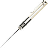 Bear & Son Lawman Slidelock Knife WSB22 With D2 Blade And White Bone Handle Carbon Fiber Bolsters For Everyday Carry by Bear & Son