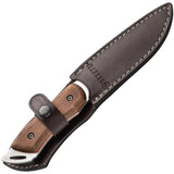 Beretta Roan Fixed Blade Knife For Outdoorsmen Full Tang 4.75in Satin 440 Stainless Walnut Handle Leather Belt Sheath by Beretta