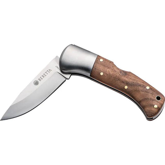 Beretta Reedbuck Lockback Knife for EDC and Outdoors with 3.13in Drop Point 440 Stainless Walnut Grip G10 Liners by Beretta