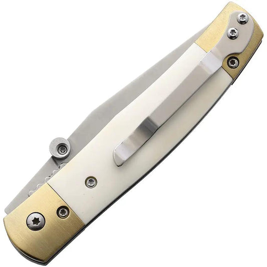 Betyar Maskara Linerlock White BBMA0042 Premium EDC Knife With Satin 440 Stainless Blade And Pocket Clip by Betyar