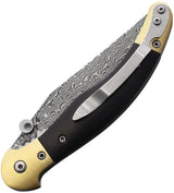 Betyar Fejesgorbe Linerlock Damascus Clip Point Folding Knife With Wood Handle For Premium EDC Enthusiasts by Betyar