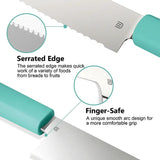Butterfork Mint Green Bread Knife Serrated 7.5In Blade Full Tang Dishwasher Safe With Oak Sheath For Home Cooks by Butterfork