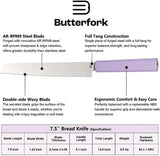 Butterfork Purple Bread Knife With Serrated Satin Blade Full Tang Replaceable Handle Dishwasher Safe For Home Bakers by Butterfork