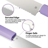 Butterfork Purple Bread Knife With Serrated Satin Blade Full Tang Replaceable Handle Dishwasher Safe For Home Bakers by Butterfork