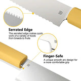 Butterfork Bread Knife Yellow 7.5 Inch Serrated Stainless Blade Full Tang Dishwasher Safe For Home Cooks by Butterfork