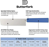 Butterfork Nakiri Knife Blue 6 Inch AR RPM9 Blade Full Tang Dishwasher Safe For Home Chefs by Butterfork