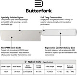 Butterfork Nakiri Knife Light Gray 6 Inch Full Tang Durable With Oak Sheath For Home Cooks by Butterfork