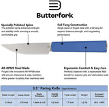 Butterfork Paring Knife Blue Durable Full Tang 3.5 Inch Blade Oak Sheath Replaceable Handle For Home Cooks by Butterfork