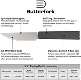 Butterfork Paring Knife 3.5 Inch Stainless Blade Full Tang For Home Chefs Dark Gray Replaceable Handle Oak Sheath by Butterfork