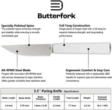 Butterfork Paring Knife Light Gray Full Tang 3.5 Inch Blade Premium For Home Cooks Oak Sheath by Butterfork