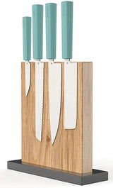 Butterfork Modern Kitchen Knife Set With Stand Mint Green Handles Full Tang For Home Cooks Premium by Butterfork