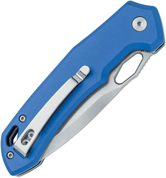 Black Fox Astros Button Lock Knife Blue Anodized Aluminum Handle 3.38in Stonewash Blade For EDC Enthusiasts by Black Fox