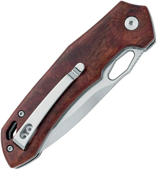 Black Fox Astros Button Lock Wood Folding Knife Sandalwood Handle 4.5 Inch 3.38 Inch 420 Stainless Premium Blade for EDC by Black Fox
